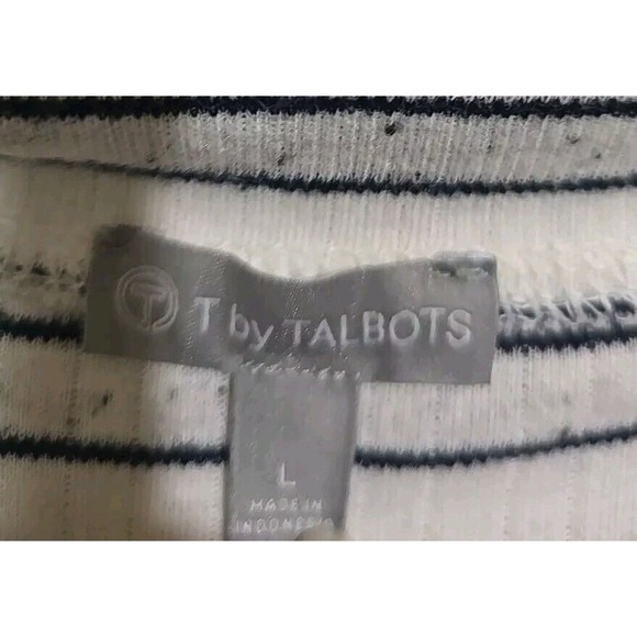 Talbots White Striped Mock Neck Soft Knit Pullover Sweater Womens Size Large - Picture 4 of 6
